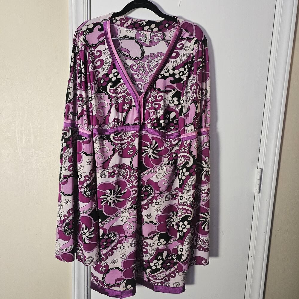 Elegant Moments Purple Floral Paisley Mini Dress